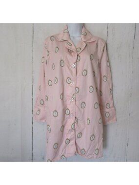Toss Designs Nightgown S M Press For Champagne Print Night Shirt 100% Cotton